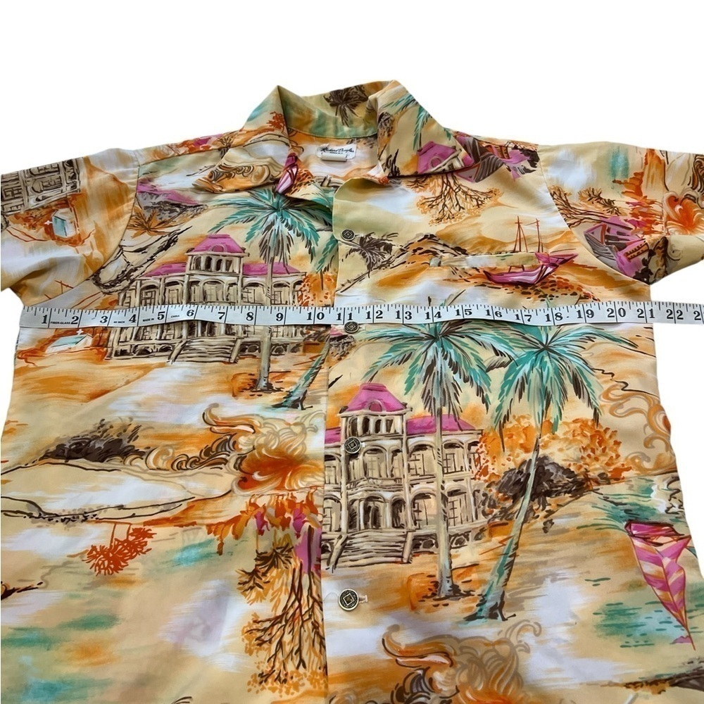 Richard Douglas Honolulu Shirt Loop Collar  Made in Hawaii Vtg 50s 60s - Picture 8 of 10